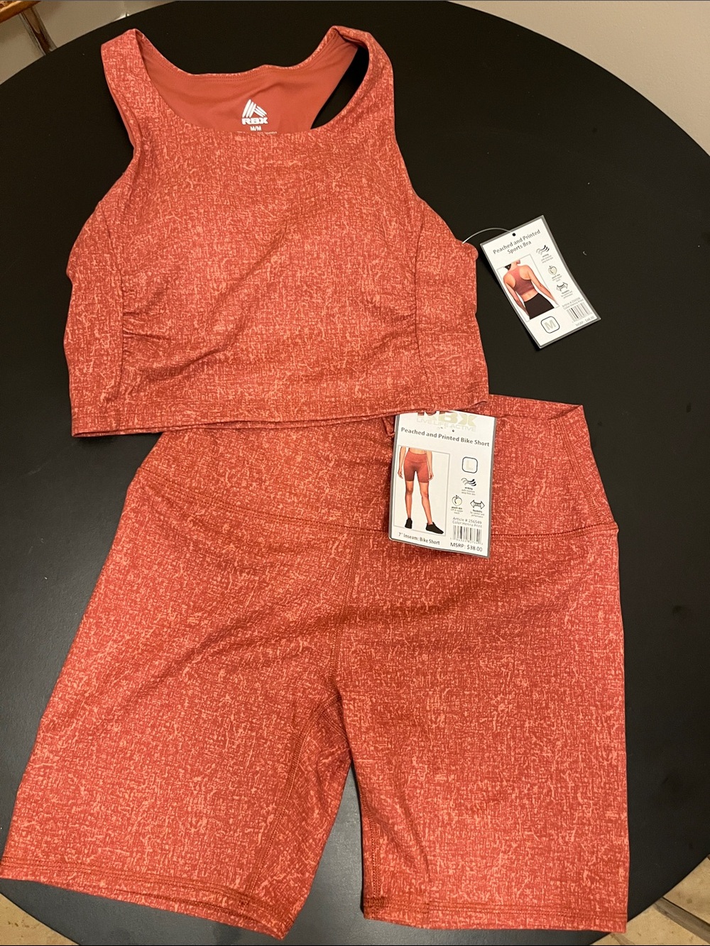 RBX ‘Peached and Printed’ Bike Shorts and Sports Bra Set